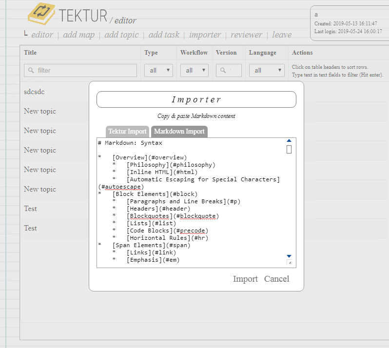 Markdown Importer