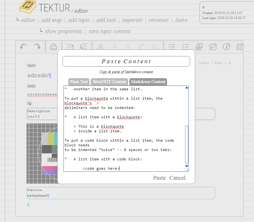 Markdown Text Import