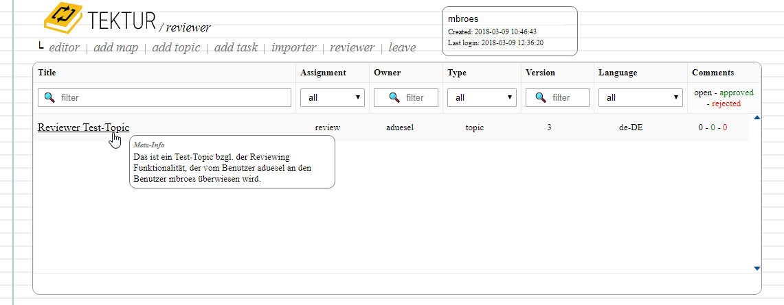 Reviewer Liste