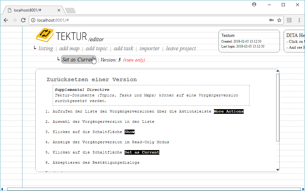 Versions Preview Task