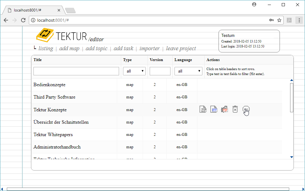 Versions Toolbar